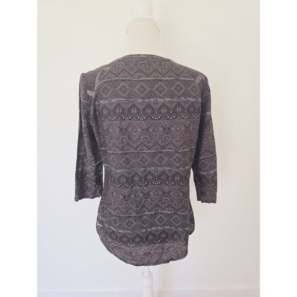 Kuhl Flora Organic Cotton Silk Grey Lace Blouse Top Shirt Medium Below Elbow - Picture 6 of 9